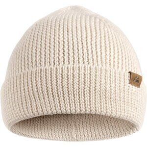Men's White Merino Wool Fitted Stretch Beanie Stretchy Fisherman Beanie Cap